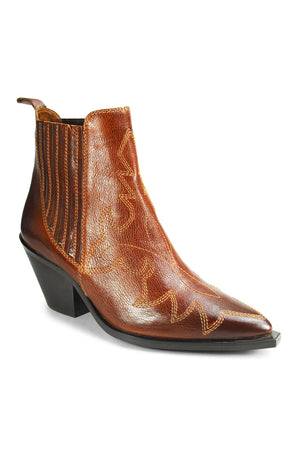 Hazel Tan Leather Western Bootie