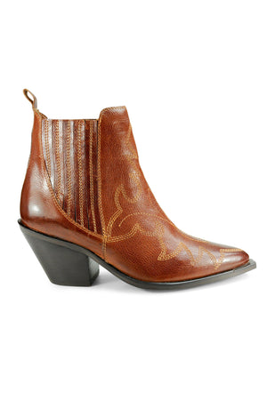 Hazel Tan Leather Western Bootie
