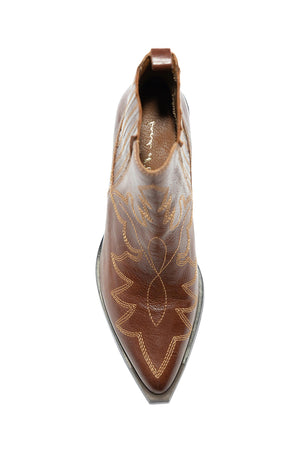 Hazel Tan Leather Western Bootie