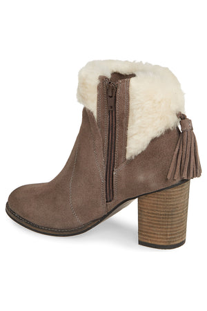 Helena Grey Suede Shearling Cuff Bootie Back