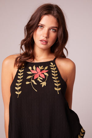 Instant Karma Black Embroidered Handkerchief Top
