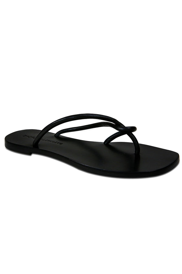 Ibiza Black Leather Flip Flop Sandal Master