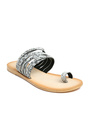 Iona Snake Print Leather Sandal Front