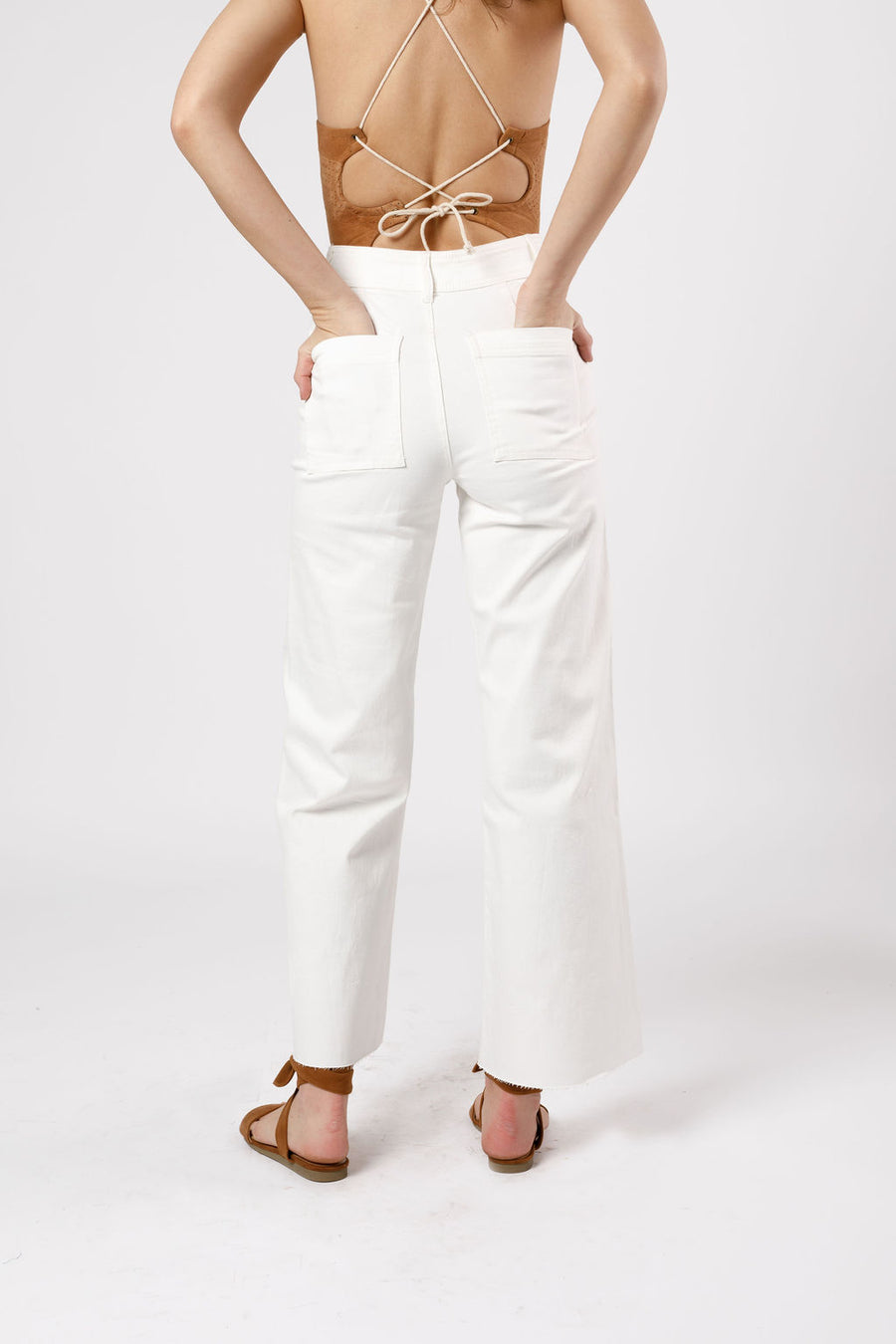 Wide Leg High Rise White Jeans