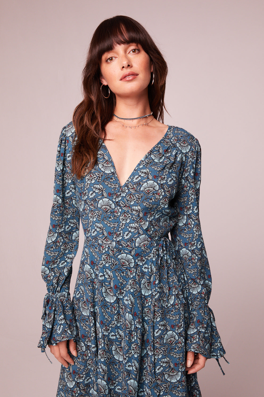 Jewel Teal Floral Wrap Maxi Dress