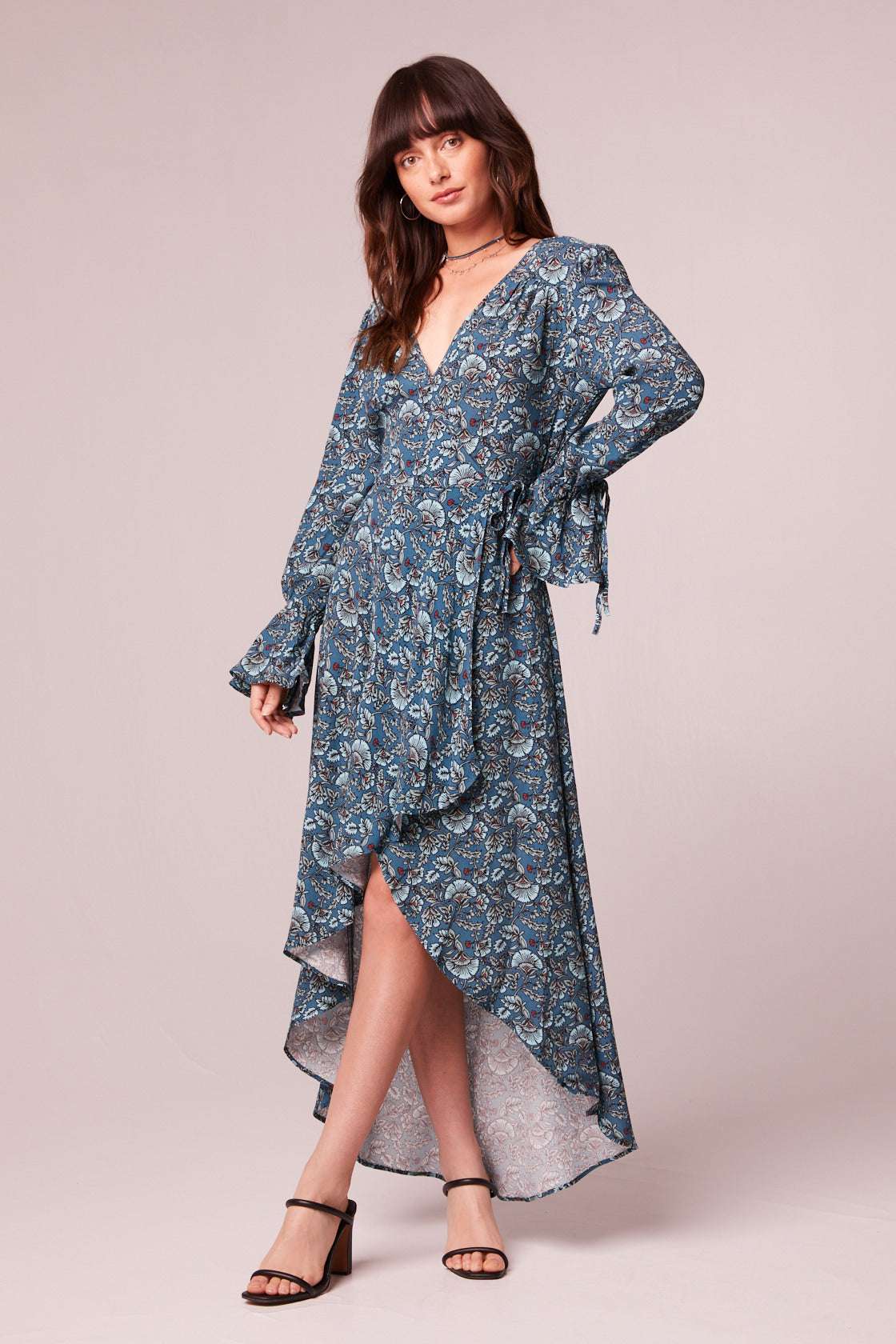 Jewel Teal Floral Wrap Maxi Dress