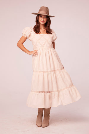 Kavya Light Tea Lattice Maxi Dress