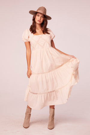 Kavya Light Tea Lattice Maxi Dress