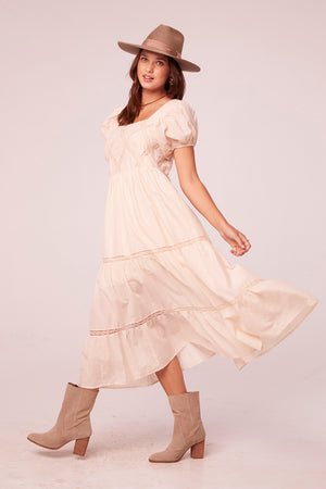 Kavya Light Tea Lattice Maxi Dress