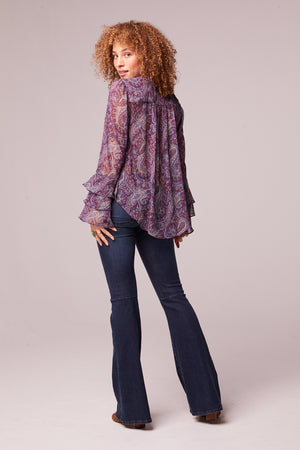 Kima Plum Paisley Long Sleeve Top Back