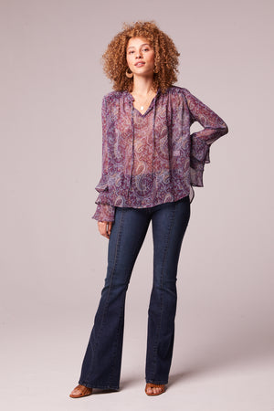 Kima Plum Paisley Long Sleeve Top Master