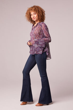 Kima Plum Paisley Long Sleeve Top Side