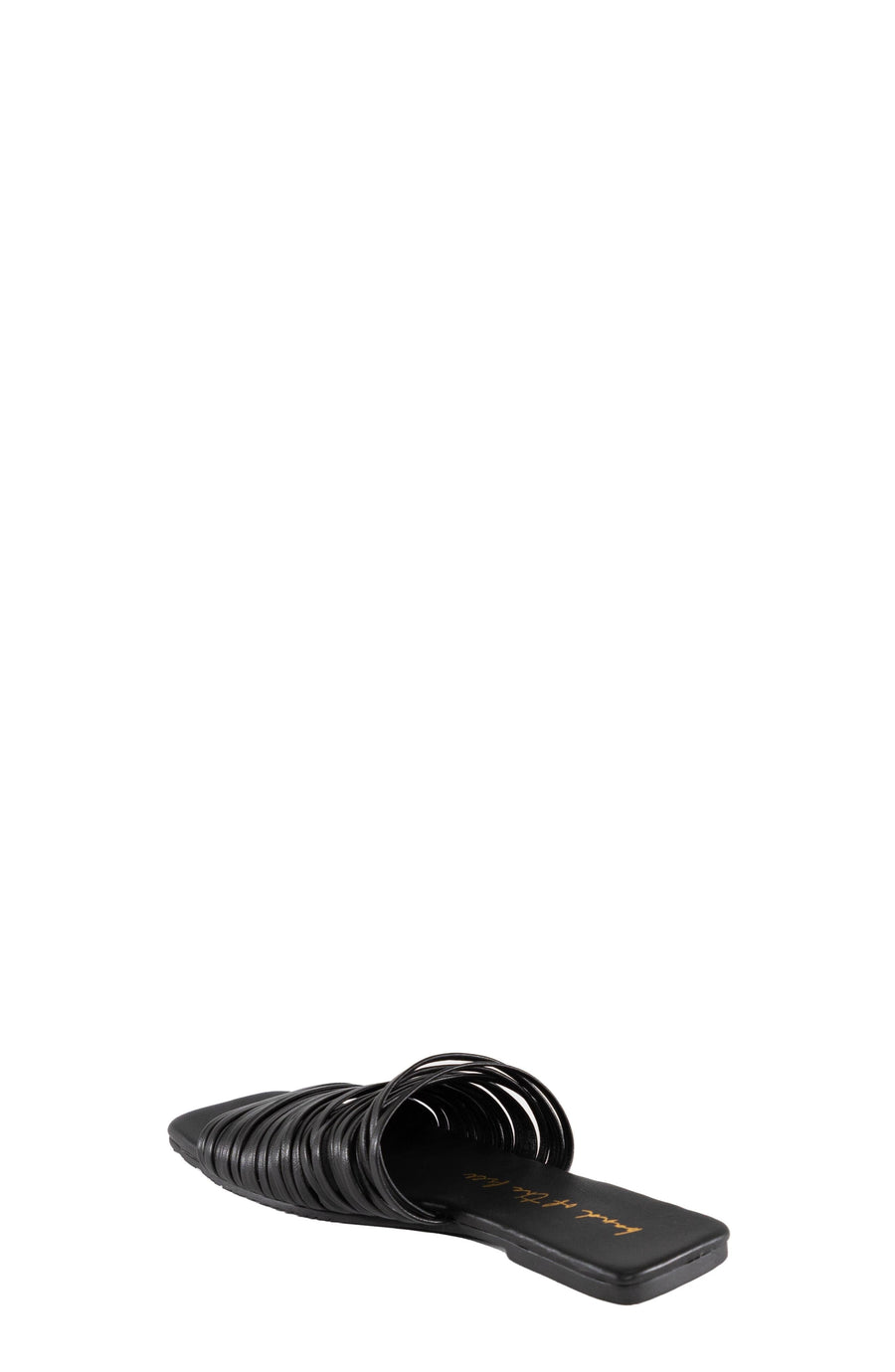 Lyra Black Leather Strappy Slide Sandal