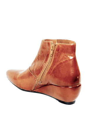 Laurel Tan Leather Wedge Bootie