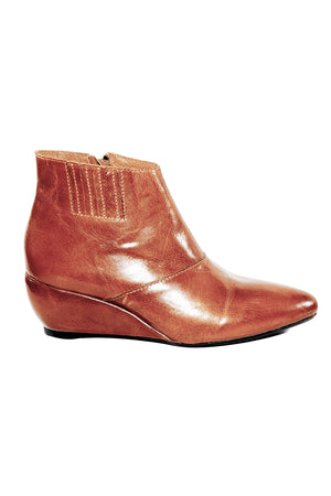 Laurel Tan Leather Wedge Bootie