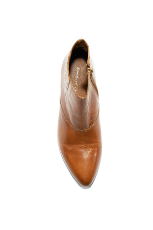 Laurel Tan Leather Wedge Bootie
