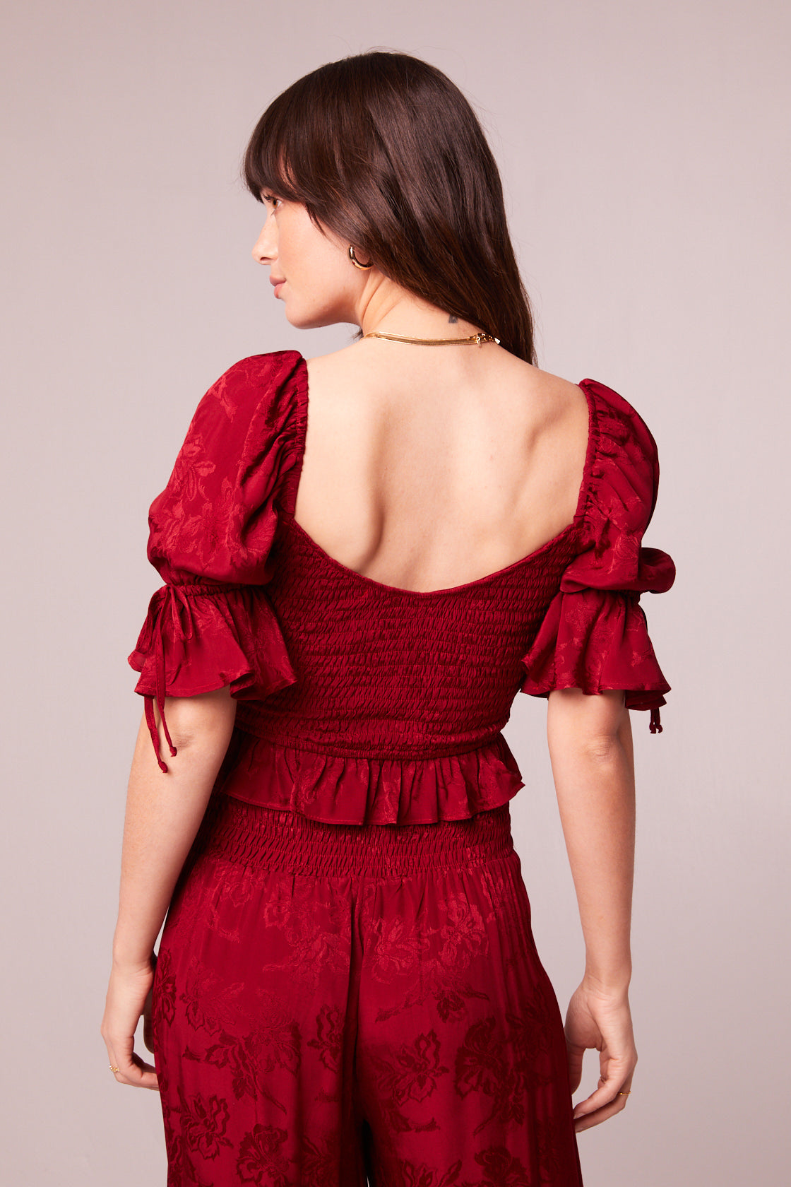 Lea Rhubarb Smocked Crop Top