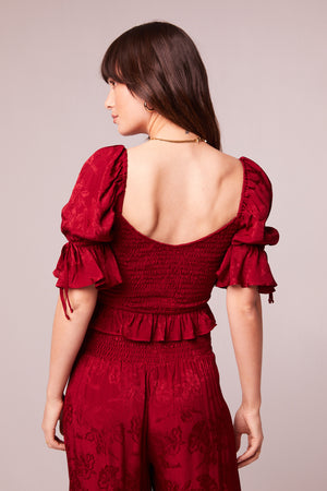 Lea Rhubarb Smocked Crop Top