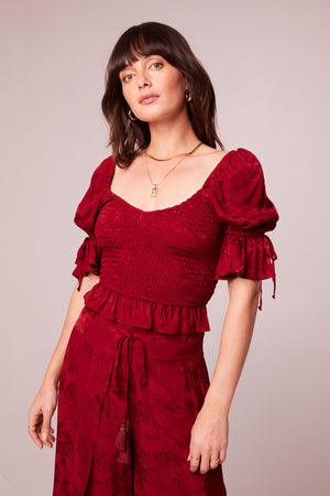 Lea Rhubarb Smocked Crop Top