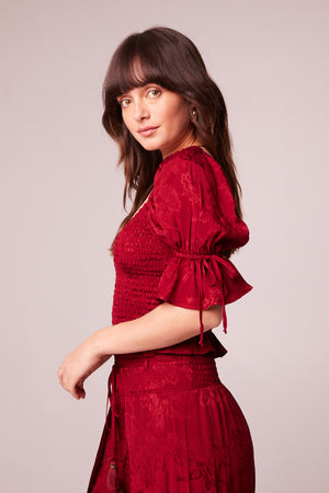 Lea Rhubarb Smocked Crop Top