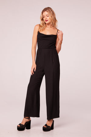 Leading Lady Black Cowl Neck Jumpsuit