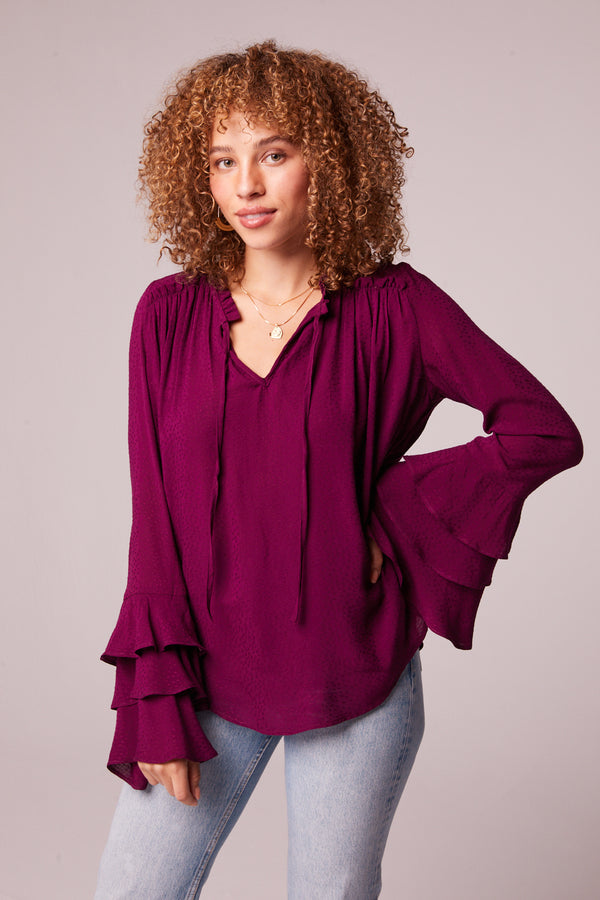 Lecce Plum Ruffle Sleeve Top Master