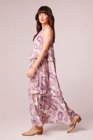 Liliane Purple Paisley Tiered Maxi Dress