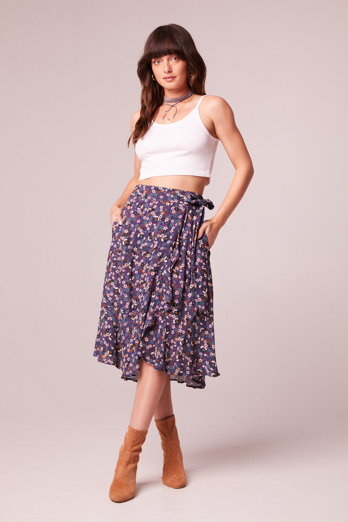 Linaelle Purple Floral Wrap Skirt