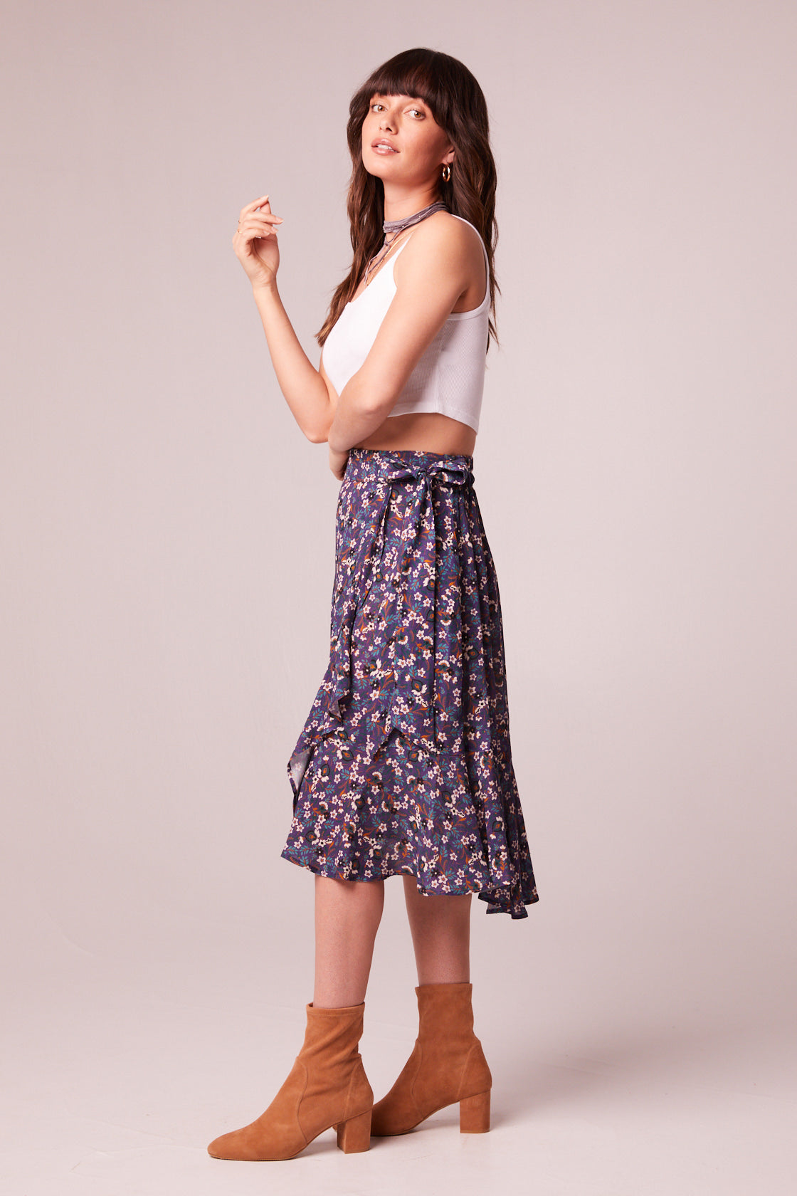 Linaelle Purple Floral Wrap Skirt