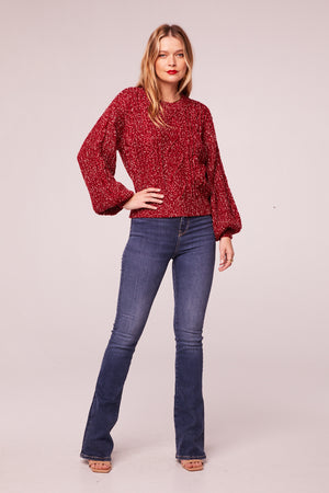 Love Sick Wine Bishop Sleeve Sweater