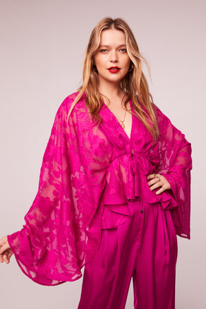 Lyla Fuchsia Floral Batwing Top