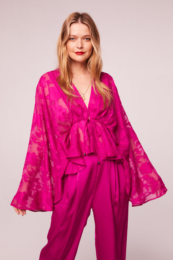 Lyla Fuchsia Floral Batwing Top