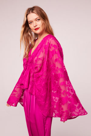 Lyla Fuchsia Floral Batwing Top