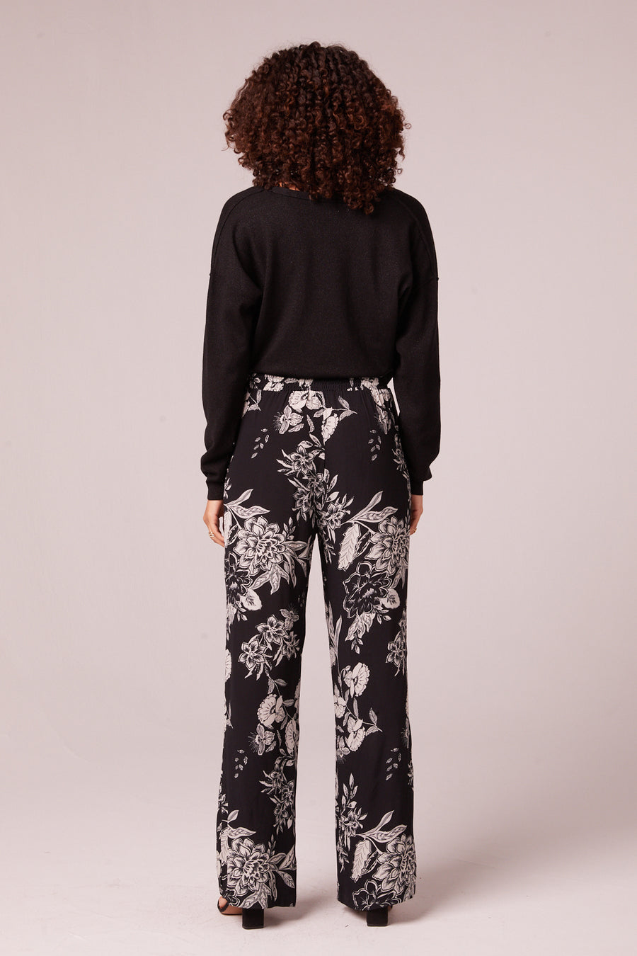 Lynx Black Floral High Waisted Pants Master