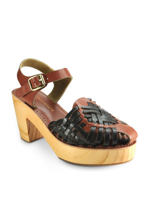 Magnolia Cognac Leather Woven Clog