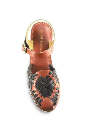 Magnolia Cognac Leather Woven Clog