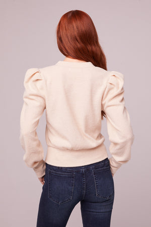 Maclaine Champagne Puff Sleeve Sweater Back