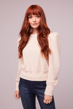 Maclaine Champagne Puff Sleeve Sweater Master