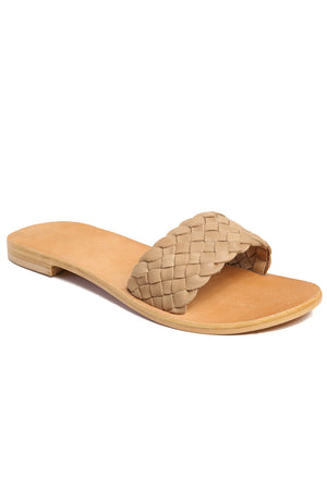 Malibu Natural Braided Leather Slide Sandal Front
