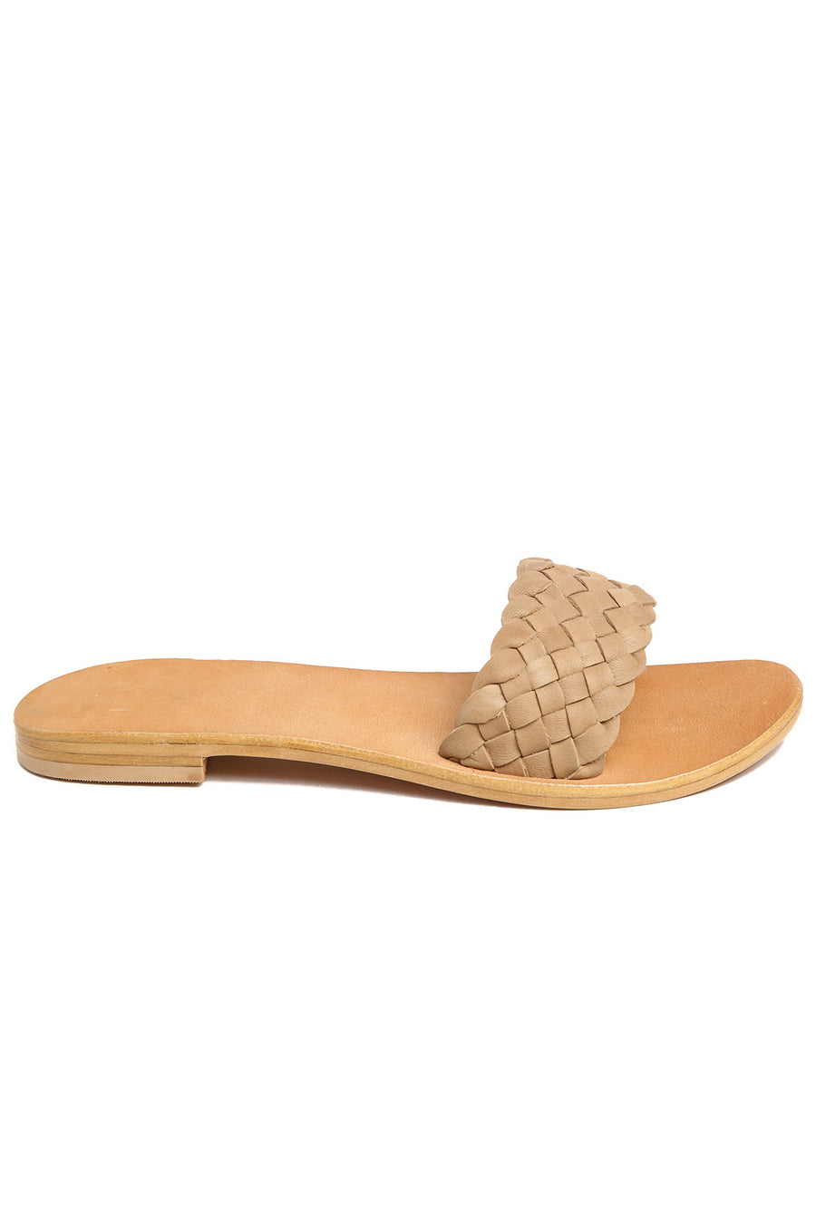 Malibu Natural Braided Leather Slide Sandal Front