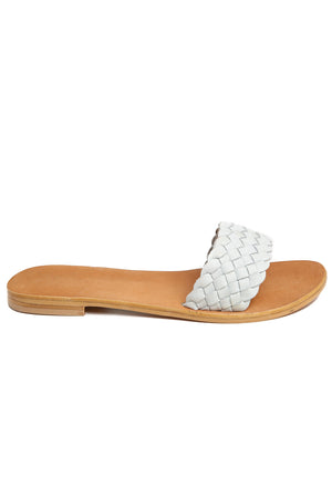 Malibu White Braided Leather Slide Sandal Side