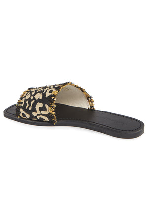 Marina Black Leopard Woven Canvas Slide Sandal Back