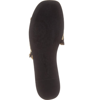 Marina Black Leopard Woven Canvas Slide Sandal Bottom