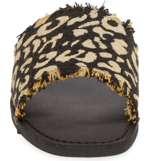 Marina Black Leopard Woven Canvas Slide Sandal Front