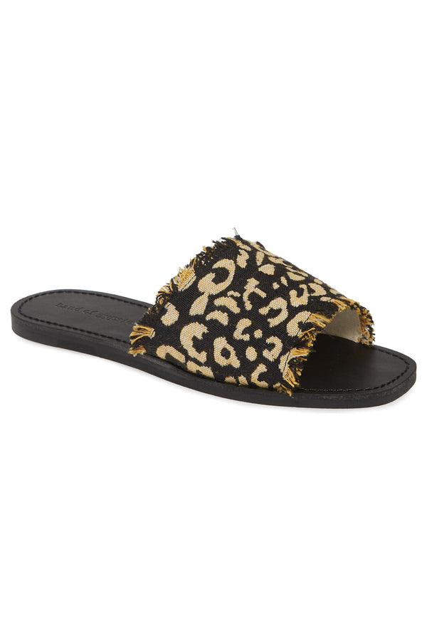 Marina Black Leopard Woven Canvas Slide Sandal Master
