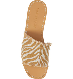 Marina Natural Zebra Woven Canvas Slide Sandal Top