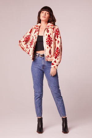 Melrose Cream Vegan Shearling Printed Jacket