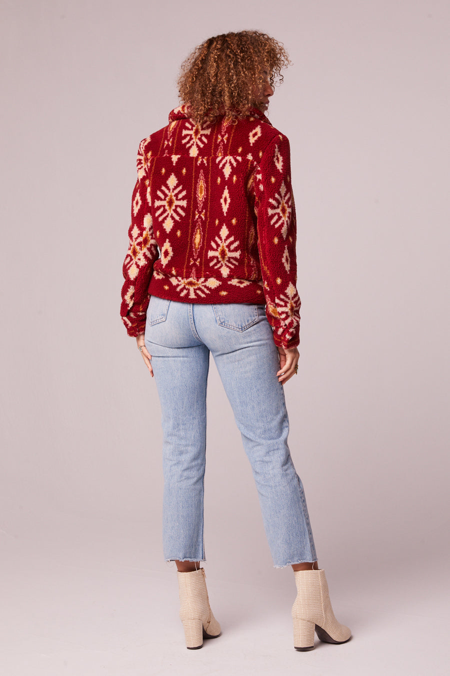 Melrose Garnet Vegan Shearling Printed Jacket Master