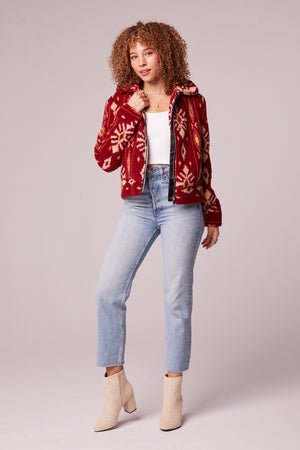 Melrose Garnet Vegan Shearling Printed Jacket Detail