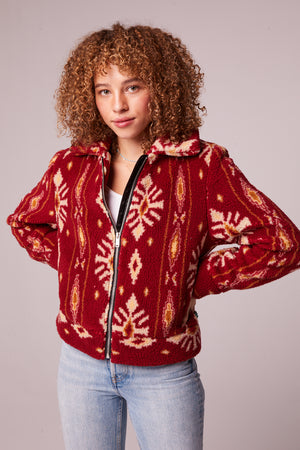 Melrose Garnet Vegan Shearling Printed Jacket Master
